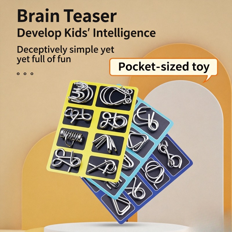Board Game Enthusiast - 8-częściowy zestaw metalowych puzzli, klasyczna łamigłówka,