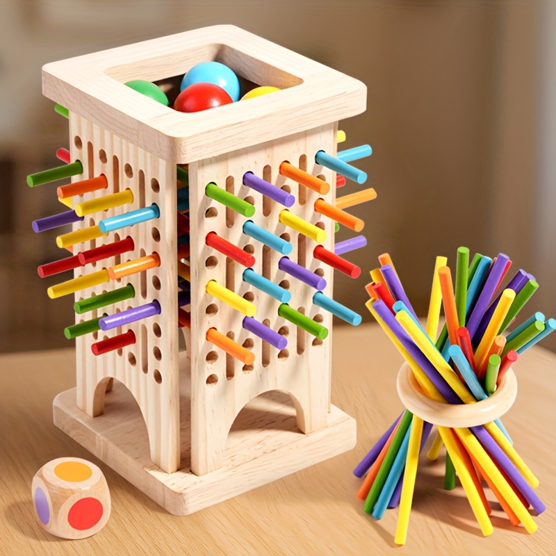 Board Game Family - Montessori Drewniane Gra Planszowa Kolorowe Patyczki