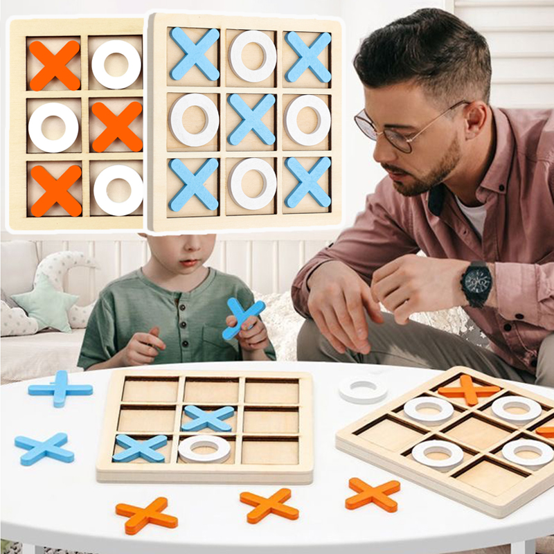 Board Game Family - Drewniana gra planszowa Tic Tac Toe,